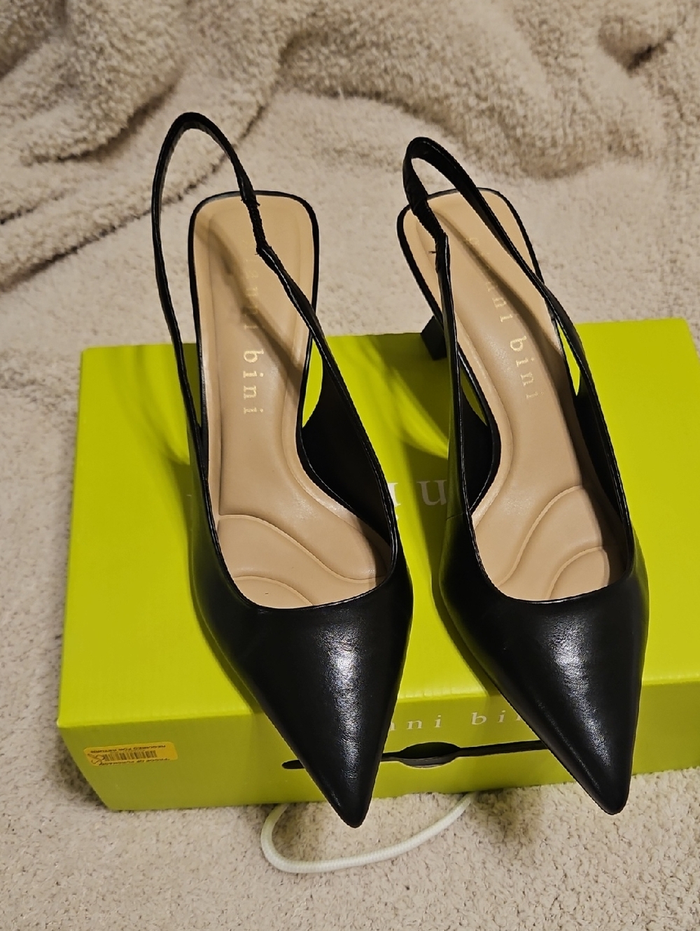 Gianni Bini Black Pointed Slingback Heels